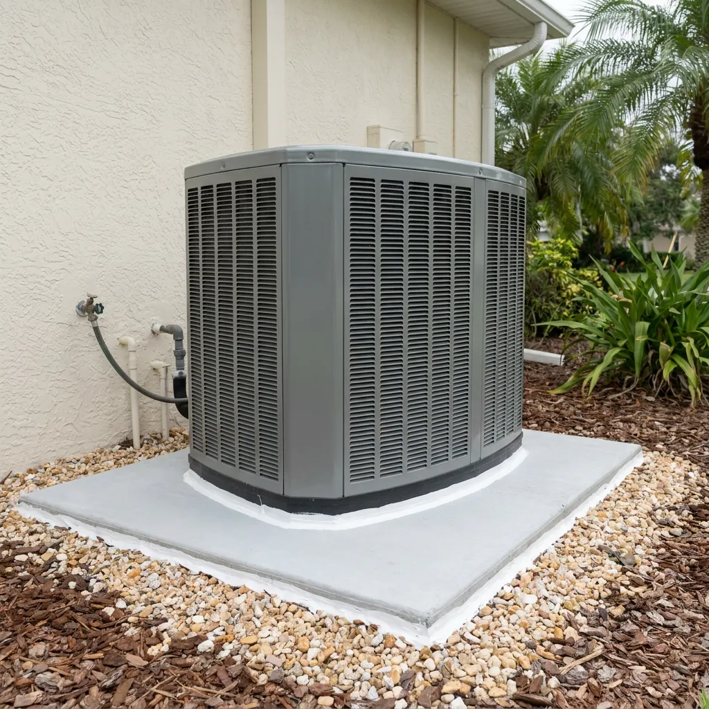 Equipment & AC Pads poured with metered small-load concrete in Florida