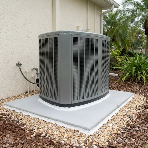 Equipment & AC Pads poured with metered small-load concrete in Florida