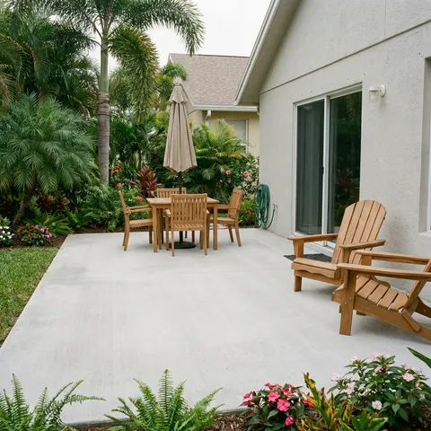Patios & Walkways poured with metered small-load concrete in Florida