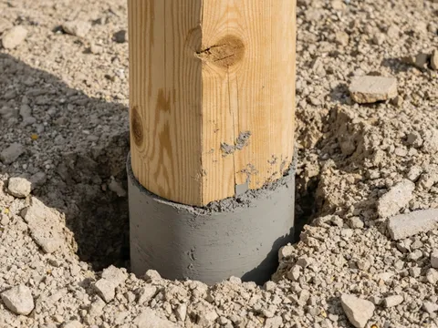 Freshly placed Fence Post Mix (2500-3000 PSI) concrete surface being finished